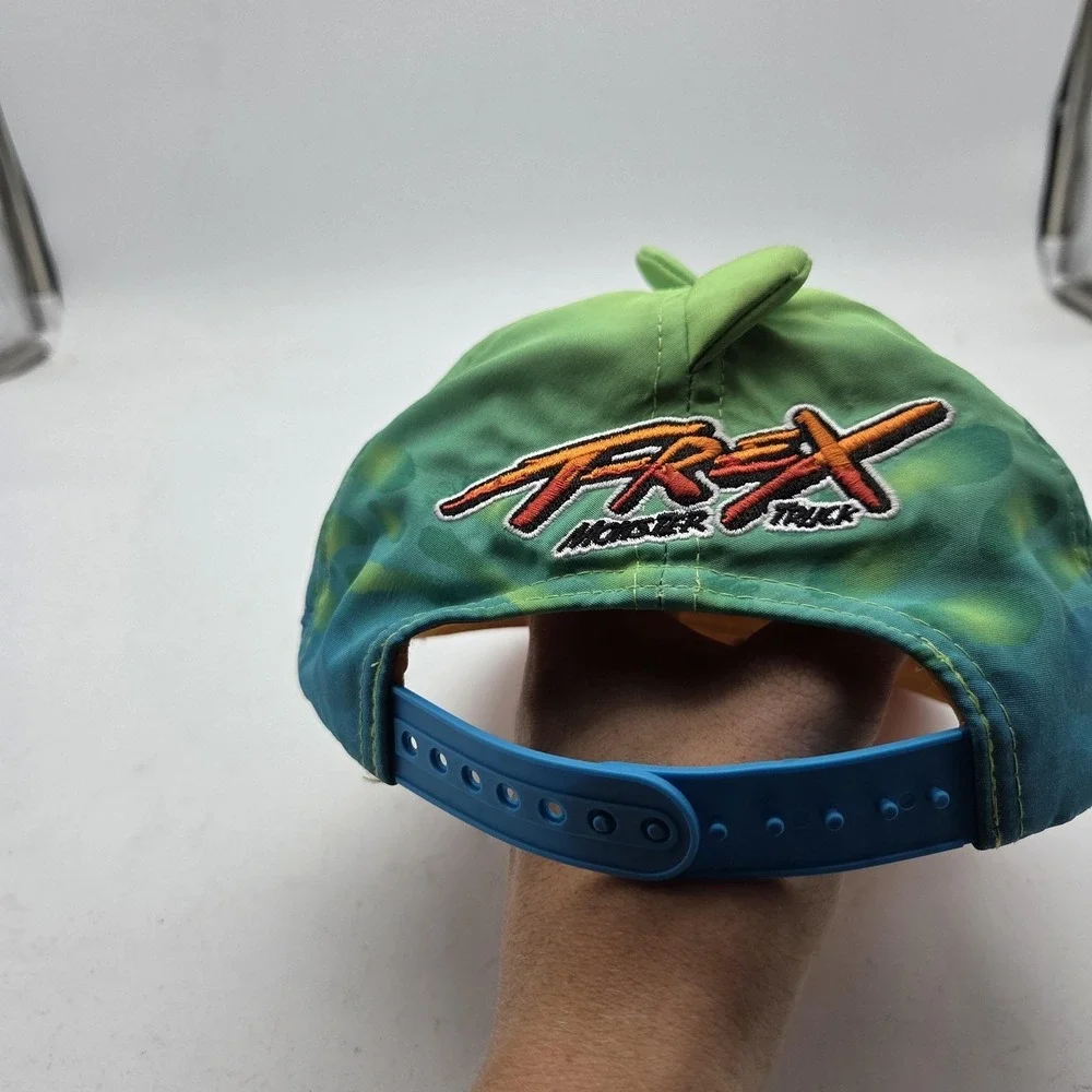 T-Rex Monster Truck Hat Cap Snap Back Youth Green Dino Spikes Adjustable Kids